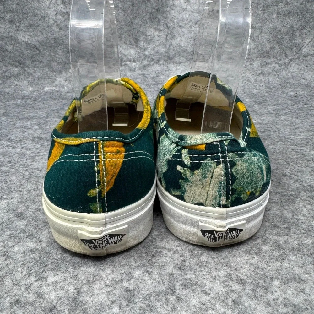 Vans Della Authentic Batik Floral Green Yellow Canvas Sneakers Mens 7 Womens 8.5